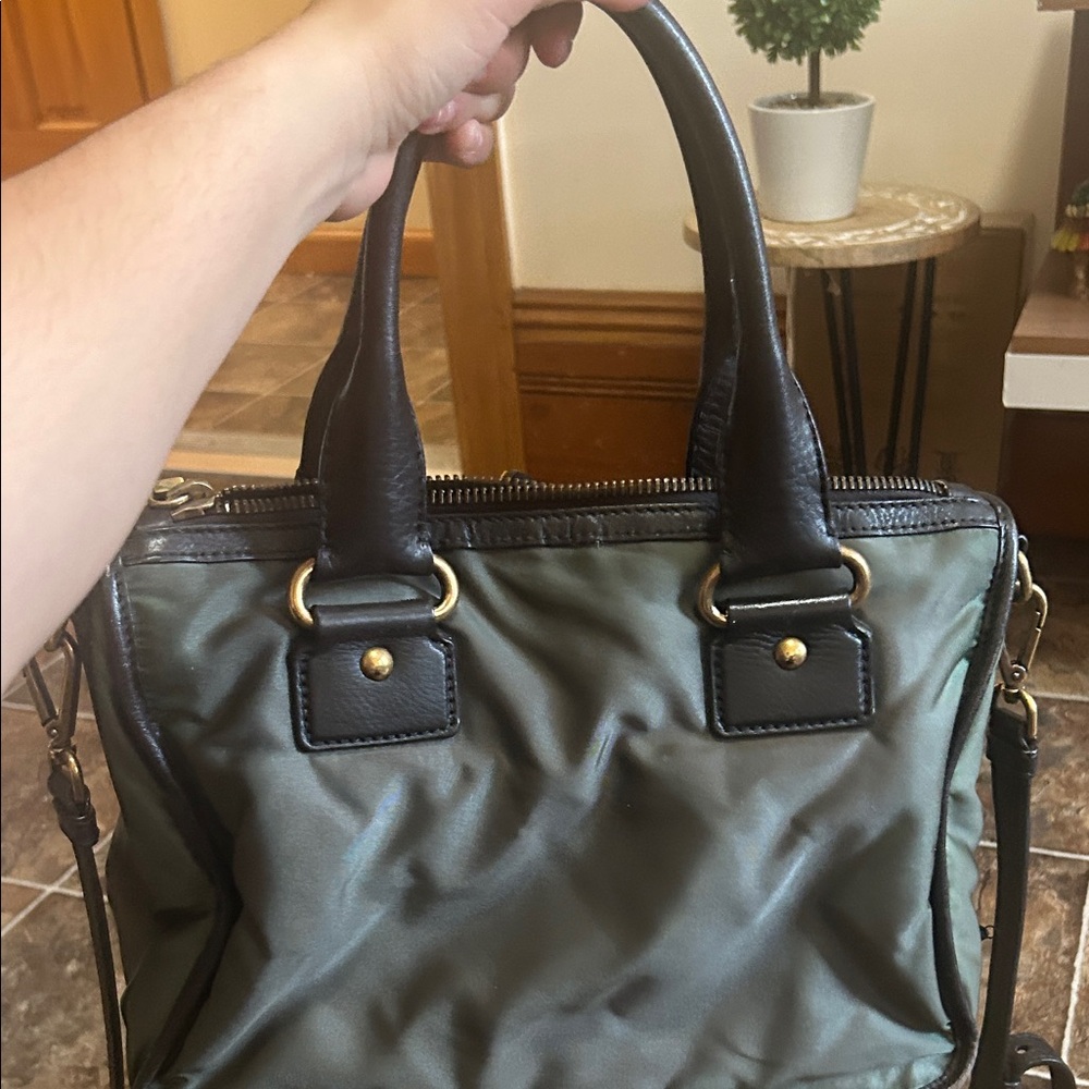 Authentic Prada Olive Nylon Satchel with Dark Brown Leather Handles - Picture 9 of 12